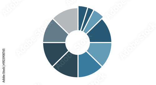 Colorful donut chart displaying data distribution and growth trends