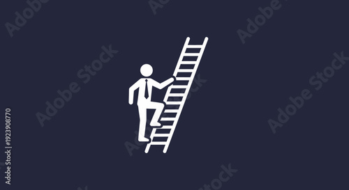 Determined person climbing a ladder towards success and achievement.