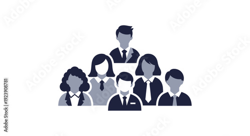 Diverse team of professionals in a hierarchical organizational structure