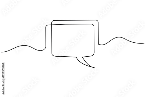 Photography Speech bubble continuous one line drawing minimalist jagged style for shout or a