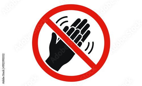 Red circle with a hand and waves symbol inside indicating no touching