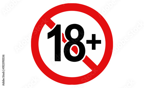 Free Download Red circle with diagonal line over 18 plus sign - GFXLoad