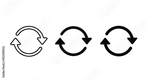 Three circular arrows depicting a continuous process black silhouette