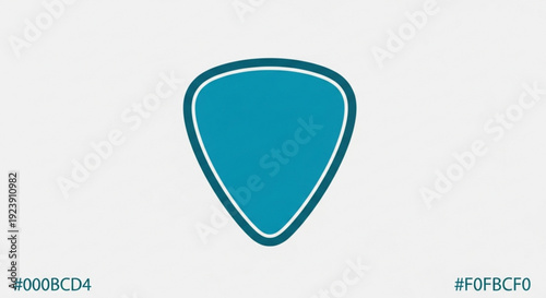 Teal guitar pick icon with white outline on gray background musical symbol