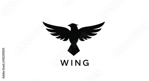 A striking black eagle with outstretched wings modern silhouette