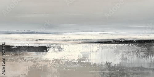 Abstract Landscape Painting Neutral Tones and Textured Brushstrokes