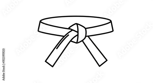 Martial arts belt tied in a knot on a white background symbolizing discipline and training