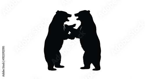 Two bears facing each other a captivating black form silhouette
