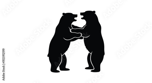 Two bears standing and facing each other in a dramatic silhouette