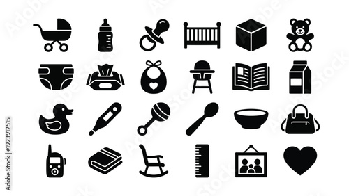 Baby Icons Set on White Background