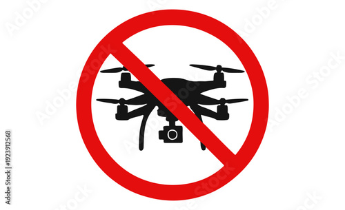 Red circle with diagonal line over a black drone with camera 1