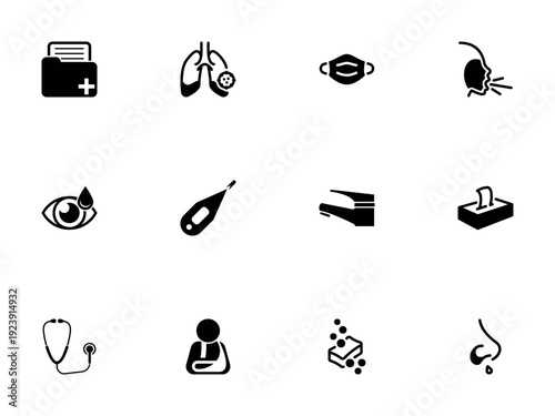 Medical Symptoms and Hygiene Monitoring Icon Set for Healthcare Applications