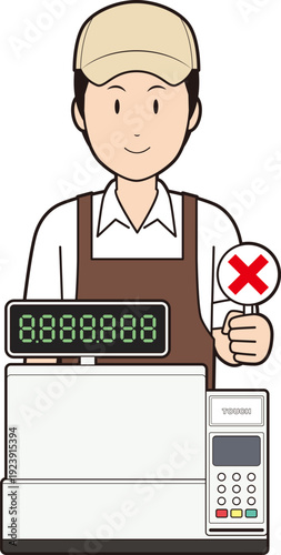 レジスターと男性カフェ店員⑩