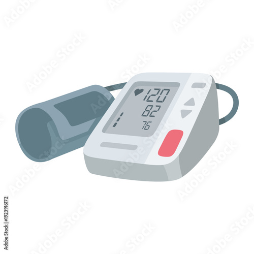 Modern Electronic Blood Pressure Monitor Illustration with Clear Display Readings