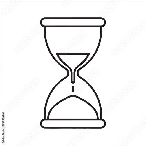 Line Art of Hourglass, Time Passing Concept Vector Illustration