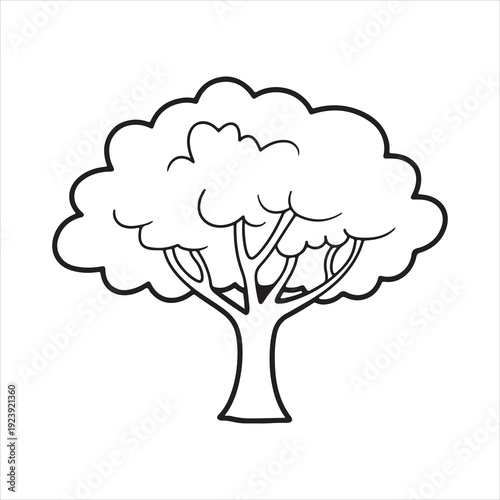 Canvas-taulu Single line art drawing of broadleaf tree nature minimal vector illustration