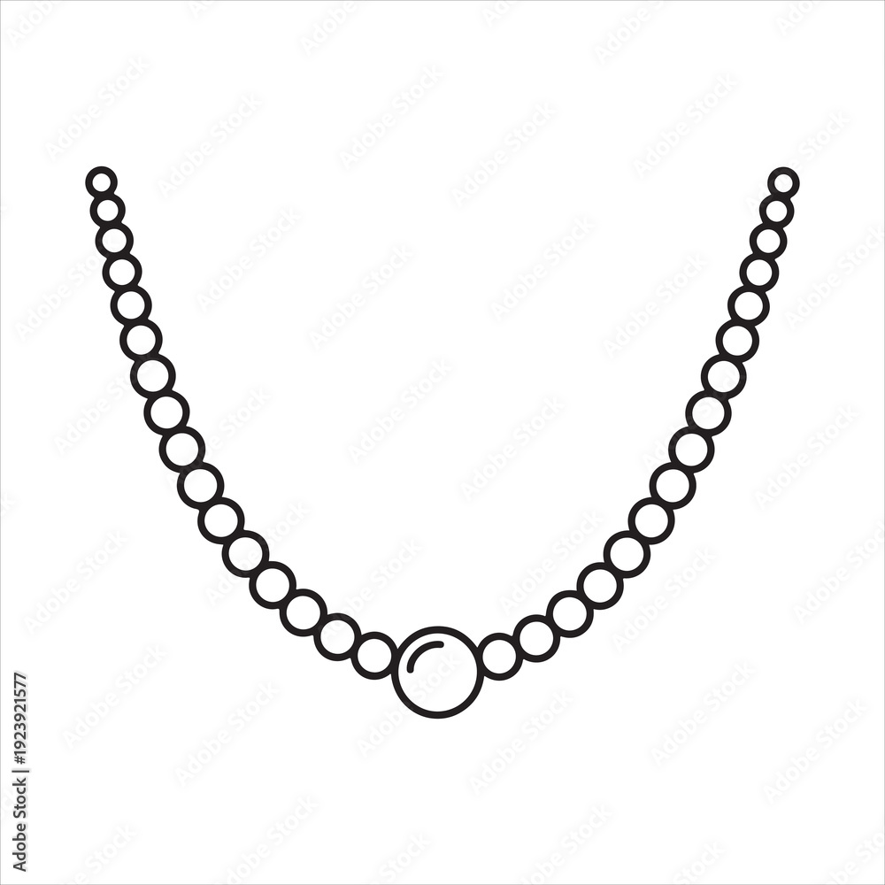 Fototapeta premium Beaded necklace icon with chain line art, Native Beaded Necklace Line Art Icon vector illustration