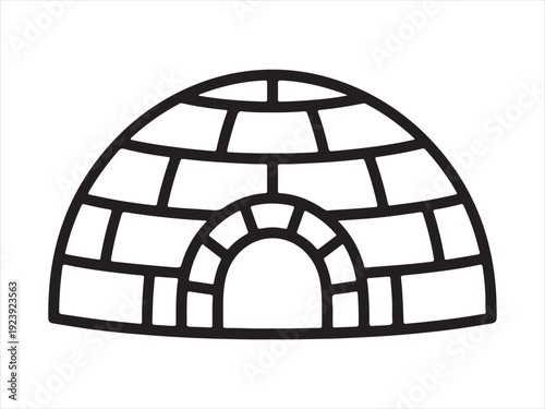 Igloo Outline Icon. Igloo Silhouette Icon – Simple Arctic Ice House Illustration