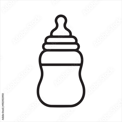 Baby Feeding Bottle Line Icon, Baby bottle line art drawing icon in black and white