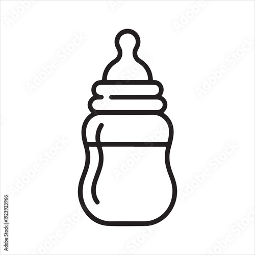 Baby Feeding Bottle Line Icon, Baby bottle line art drawing icon in black and white