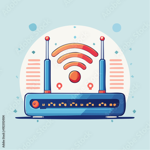 Routeur Wi‑Fi moderne avec signal sans fil illustré