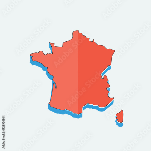 Illustration stylisée de la carte de la France en rouge
