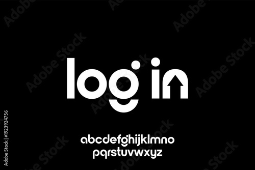 Creative Login Text Logo with Up Arrow Symbol.