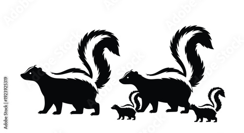 Skunk Family Silhouettes Mother Kits