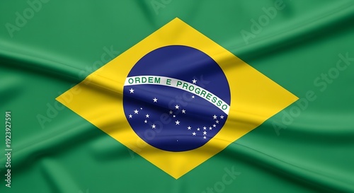 The flag of brazil with green field and yellow diamond emblem