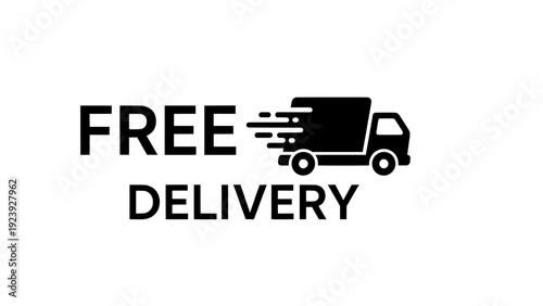 Delivery truck icon with free shipping text for logistics
