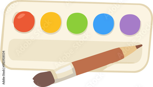 물감,예술,파랑,주황,초록,미술,팔레트,붓,화필,수채화,그리기,세트,다채로운,색,학교,공예,분홍,교육