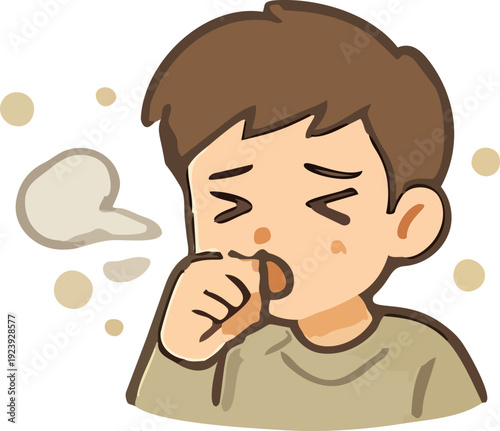 소년,하품,귀여운,캐릭터,피곤한,미세먼지,먼지,기침,마스크,황사,봄,어린이,위험한,공기,공기질