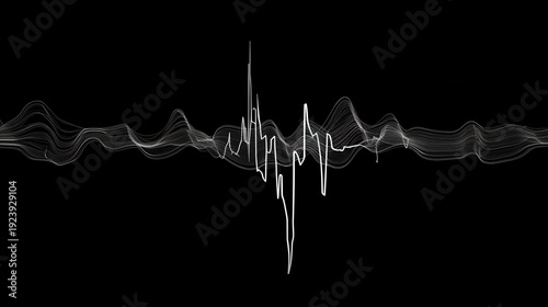 White Audio Waveform Sound Visualization on Black Background