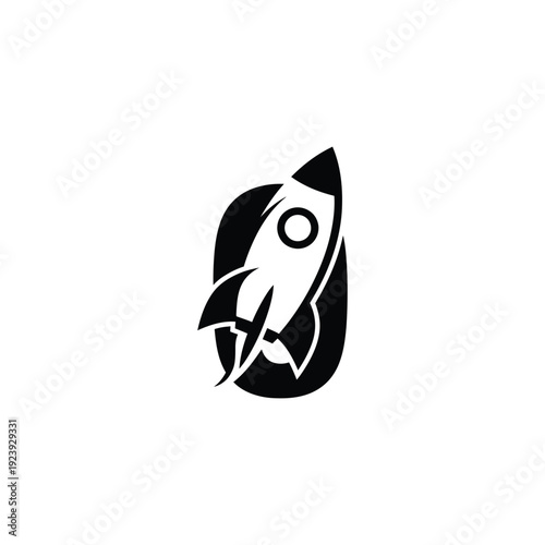 A sleek rocket ship illustration soaring upwards with dynamic motion lines