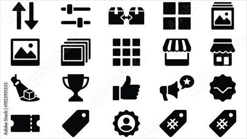 Set of 20 Black E-commerce and Shopping Icons Vector