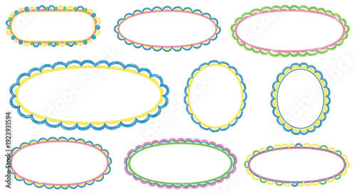 Collection of Colorful Scalloped Oval and Oblong Frames