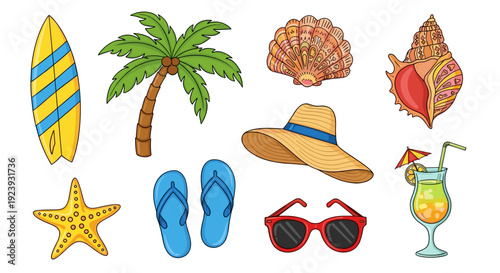 Vibrant Summer Holiday Essentials: Tropical Vacation Objects 