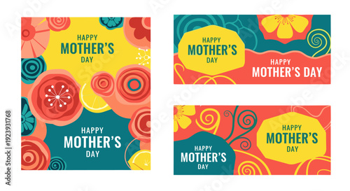 Vibrant Mother's Day floral designs with cheerful colors and a celebratory mood