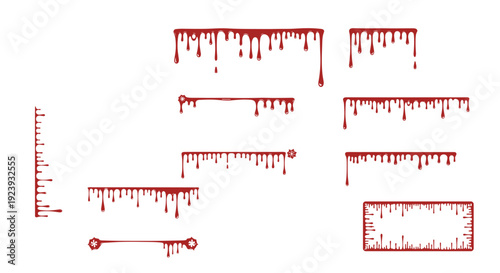 Red Blood Drip and Splatter Elements Set for Horror and Halloween Designs