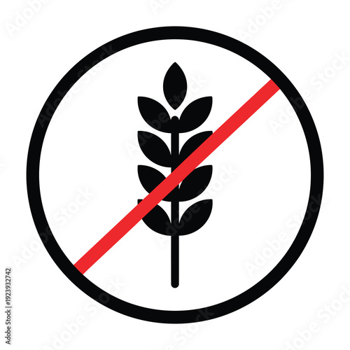 Gluten free symbol with wheat stalk crossed out