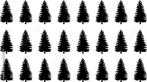 Pine tree silhouettes set, evergreen forest collection, fir tree icons bundle isolated vector illustration for nature landscape design elements pack