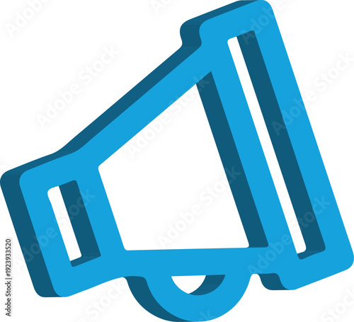 3D Icon Megaphone Light Blue Announcement Speaker Marketing Promotion Symbol Modern Glossy Minimal UI Element Isolated Design Transparent Background
