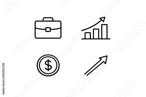 Minimalist Business Icons Representing Growth Progress Finance and Success