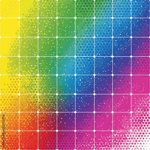 Abstract colorful gradient squares background pattern with different texture variations