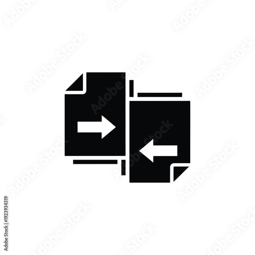 Black and white file with arrows exchange