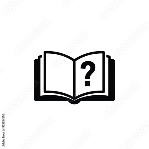 Black and white open book with question mark