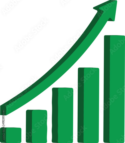 Foto 3D Icon Growth Chart with Up Arrow Green Business Finance Statistics Bar Graph M