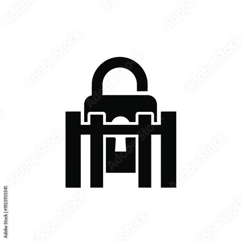 Black padlock on white background security