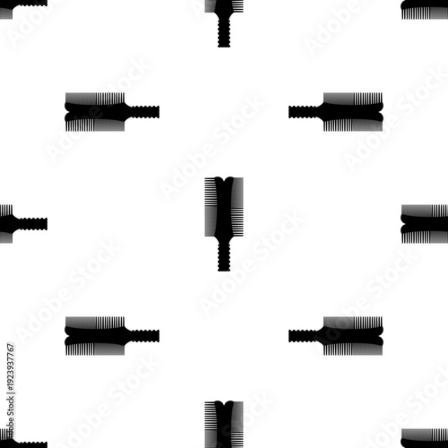 Comb Icon Seamless Pattern, Teeth Tool With Handle Used To Untangle, Style, Clean Hair