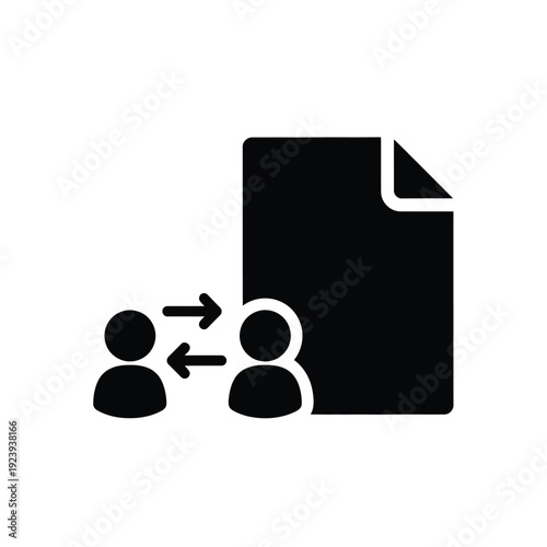 Black document with two people exchanging file exchange